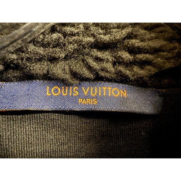 Louis Vuitton Mens Checkered Sherpa Fleece Jacket L Gray & Blue Made In Italy - Picture 3 of 16